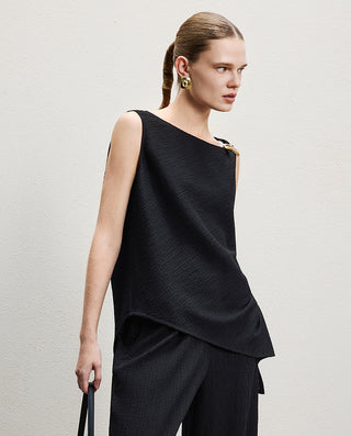 AIMER CHUANG Cotton Round Neck Sleeveless Top