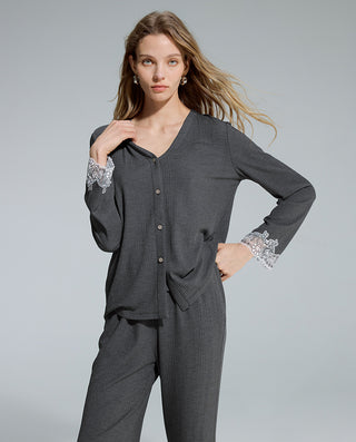 AIMER 3-Piece Cardigan Bra Tank Pants