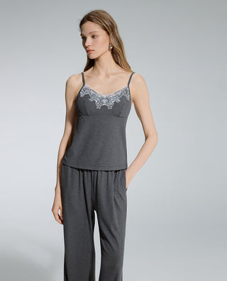 AIMER 3-Piece Cardigan Bra Tank Pants