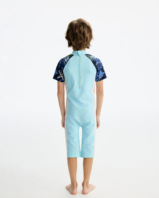 AIMER KIDS Short-Sleeved One-piece Swimsuit For Boys