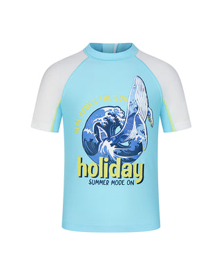 AIMER KIDS Short-Sleeved Swimsuit Top For Boys