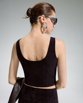 AIMER Suede Square Neck Soft Tank