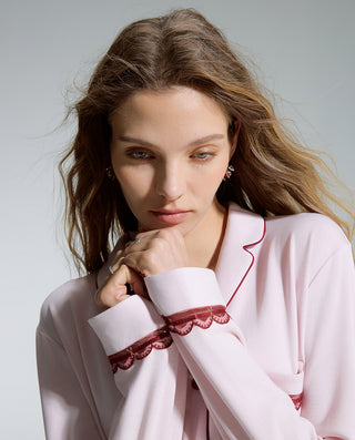 AIMER Collared Cardigan Long Sleeve Pants Set