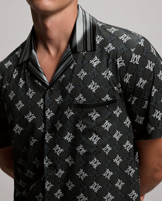 Aimer Men Collared Short-Sleeve Cardigan Homewear Top