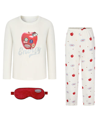 AIMER KIDS Milk Round-Neck Long-Sleeved Loungewear Set