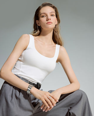 AIMER Cashmere Neck Wide Strap Bra-In Tank
