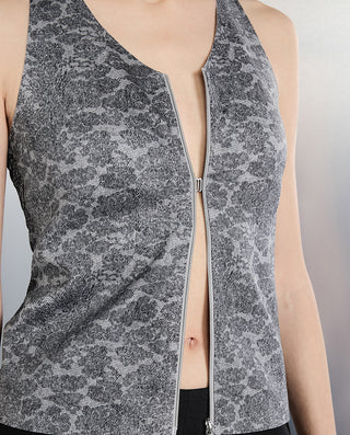 AIMER CHUANG V-Neck Zip Front Padded Camisole Top