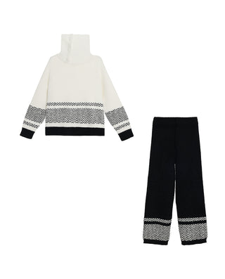 AIMER Collared Pullover Long Sleeve Pants Set