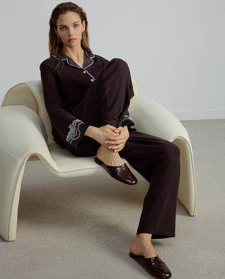 AIMER Cardigan Long Sleeve Pants Set