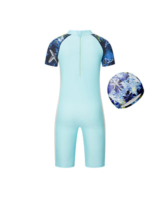 AIMER KIDS Short-Sleeved One-piece Swimsuit For Boys
