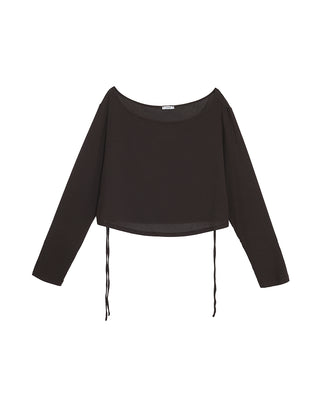 AIMER Algae Boat Neck Long Sleeve Top