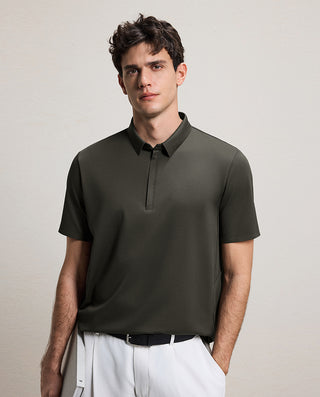 AIMER MEN Business Lapel Short-Sleeved T-Shirt