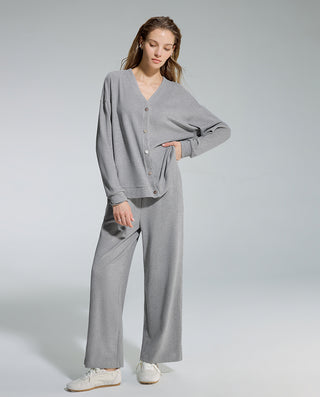 AIMER V-Neck Cardigan Long Sleeve Set