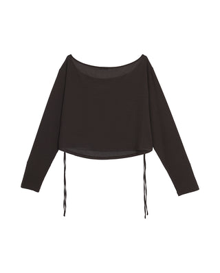 AIMER Algae Boat Neck Long Sleeve Top