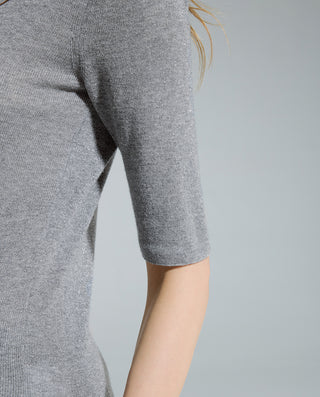 AIMER Crew Neck Half Sleeve Sequin Top