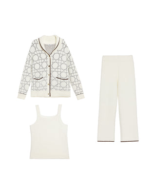 AIMER 3-Piece Cardigan Cami Pants Set