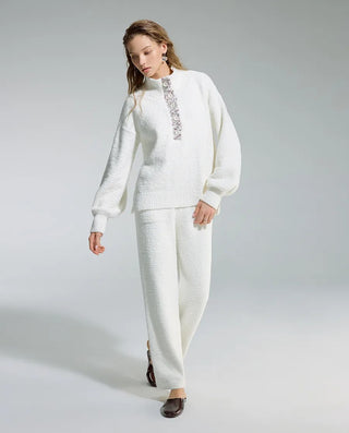 AIMER Collared Pullover Long Sleeve Pants Set