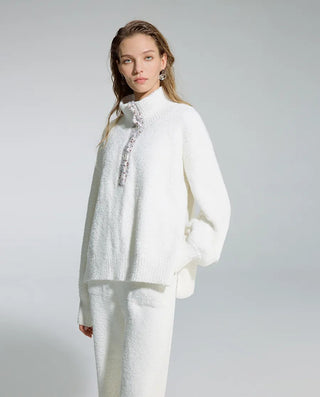 AIMER Collared Pullover Long Sleeve Pants Set