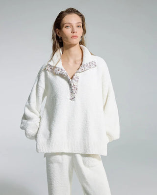 AIMER Collared Pullover Long Sleeve Pants Set