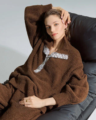 AIMER Collared Pullover Long Sleeve Pants Set