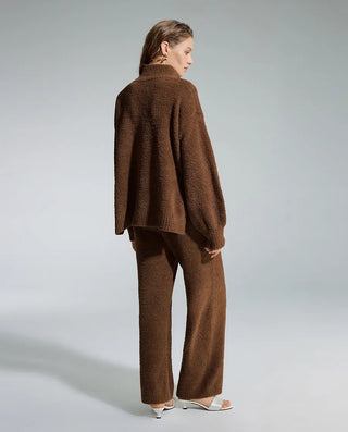 AIMER Collared Pullover Long Sleeve Pants Set