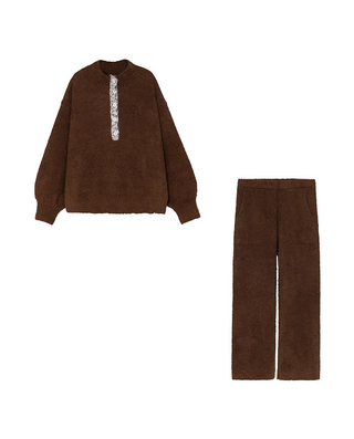 AIMER Collared Pullover Long Sleeve Pants Set