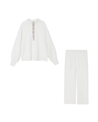 AIMER Collared Pullover Long Sleeve Pants Set