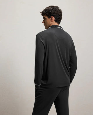 Aimer Men Milky Lounge Set With Collared Long-Sleeve Cardigan & Pants