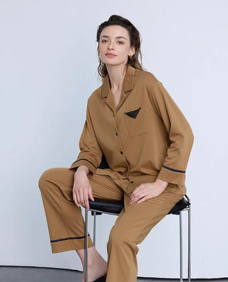 Aimer Lapel Long Sleeve Lounge Set