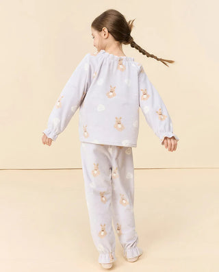 Aimer Kids Girls Velvet Bunny Print Lounge Set