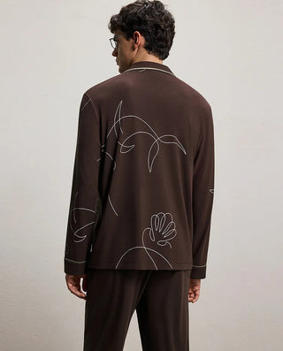 Aimer Men Milky Lounge Set With Collared Long-Sleeve Cardigan & Pants