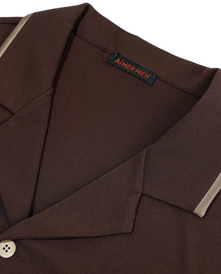 Aimer Men Milky Lounge Set With Collared Long-Sleeve Cardigan & Pants