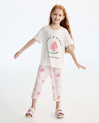 Aimer Kids Girls Short-sleeve Sleepwear Set