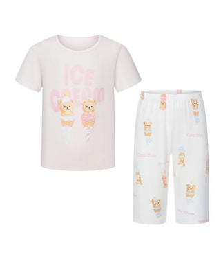 Aimer Kids Girls Short-sleeve Sleepwear Set