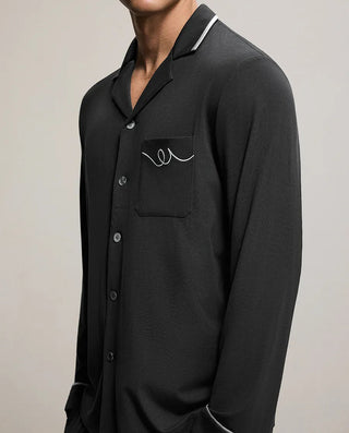 Aimer Men Milky Lounge Set With Collared Long-Sleeve Cardigan & Pants