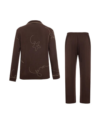 Aimer Men Milky Lounge Set With Collared Long-Sleeve Cardigan & Pants