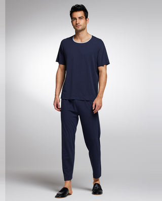 Aimer Men Modal Crew Neck Pajamas Shirt with Seaweed Fiber