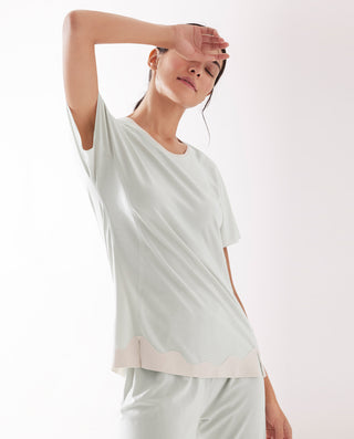 Aimer Short-Sleeve Pajama Set with Seaweed Fiber